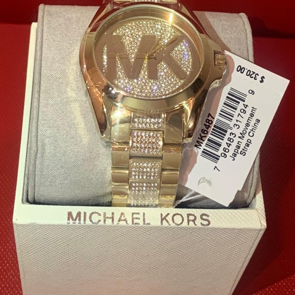 MK6487 With Box&Tags Gold Plated Lab Diamond Watch - Picture 4 of 7